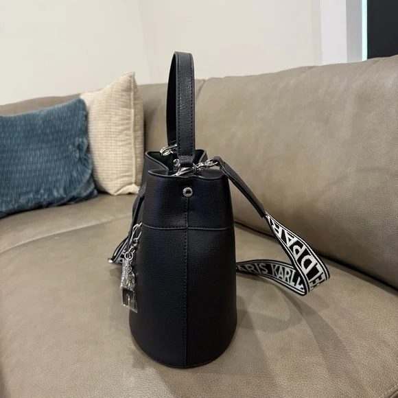 Karl Lagerfeld Paris Adele Medium Bucket Bag NWT - Picture 2 of 10